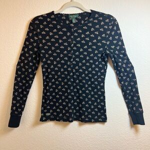 Lauren Ralph Lauren Women's Long Sleeve Pullover Floral Blouse, Size‎ XS